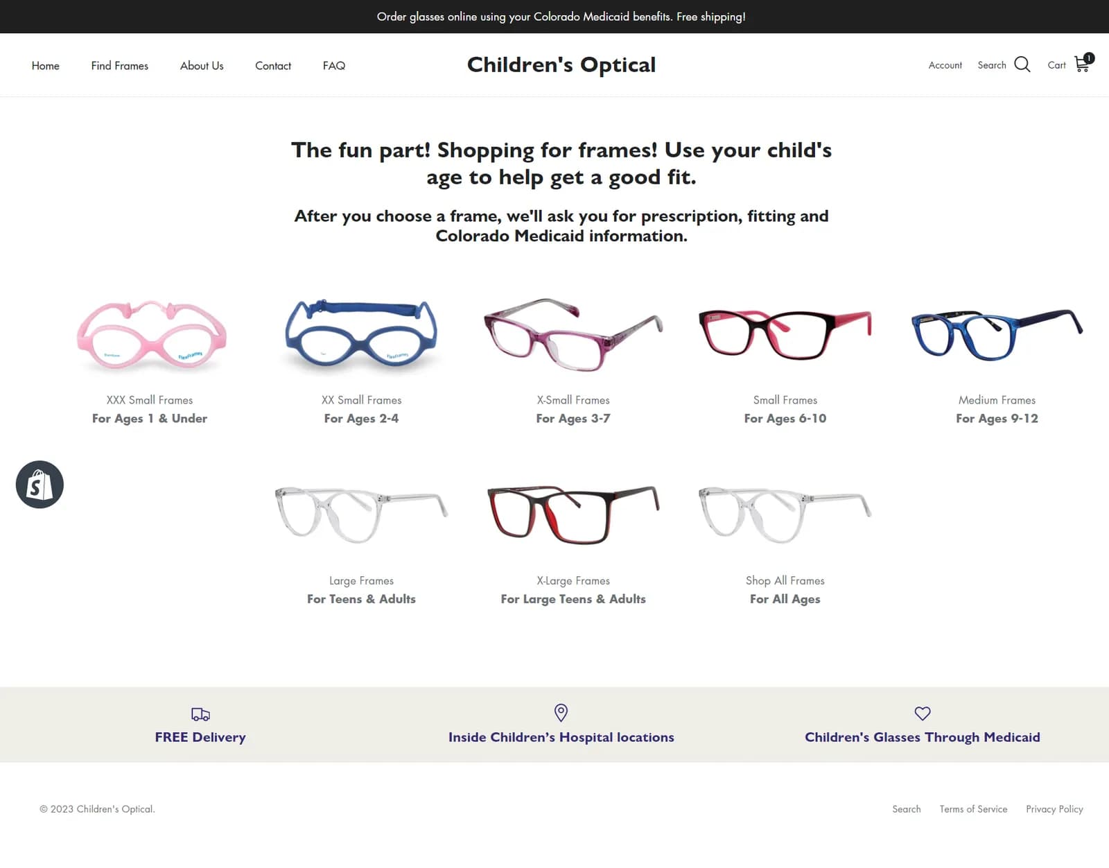 Children's Optical collection page