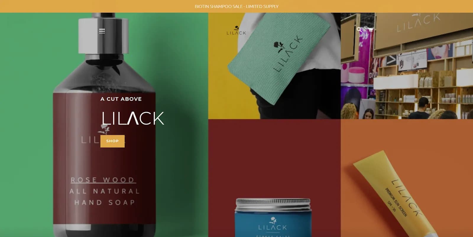 LilΛck Beauty landing page product collage