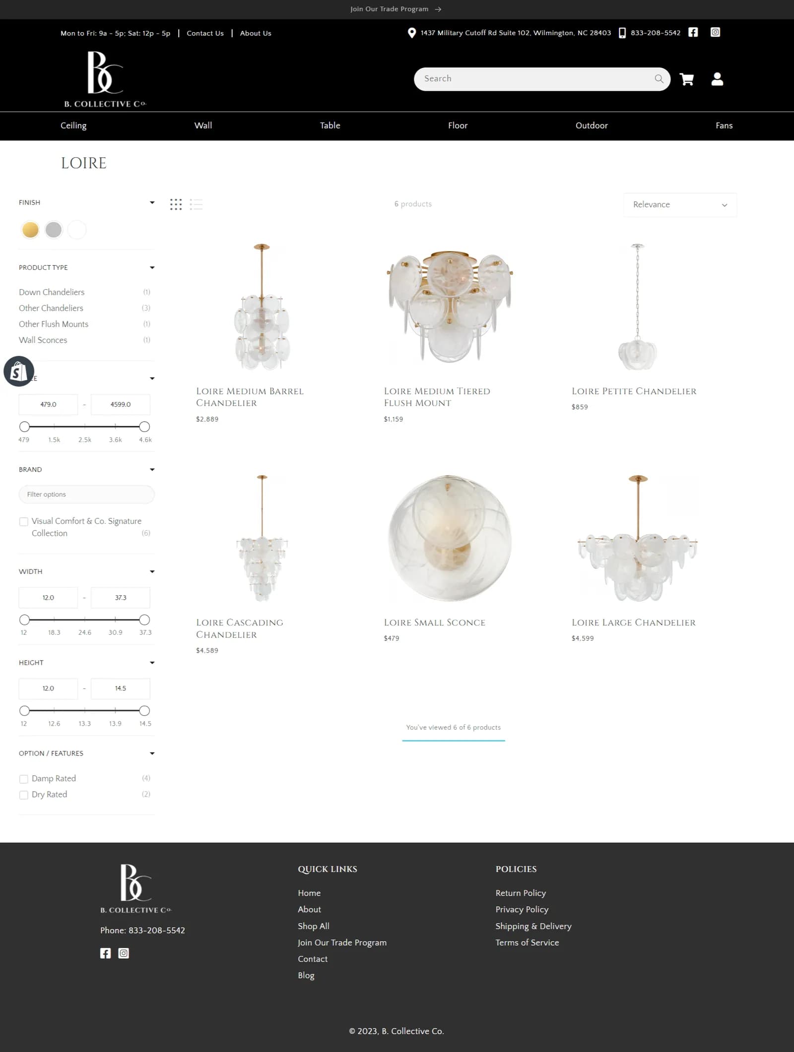BCollective collection page with filters